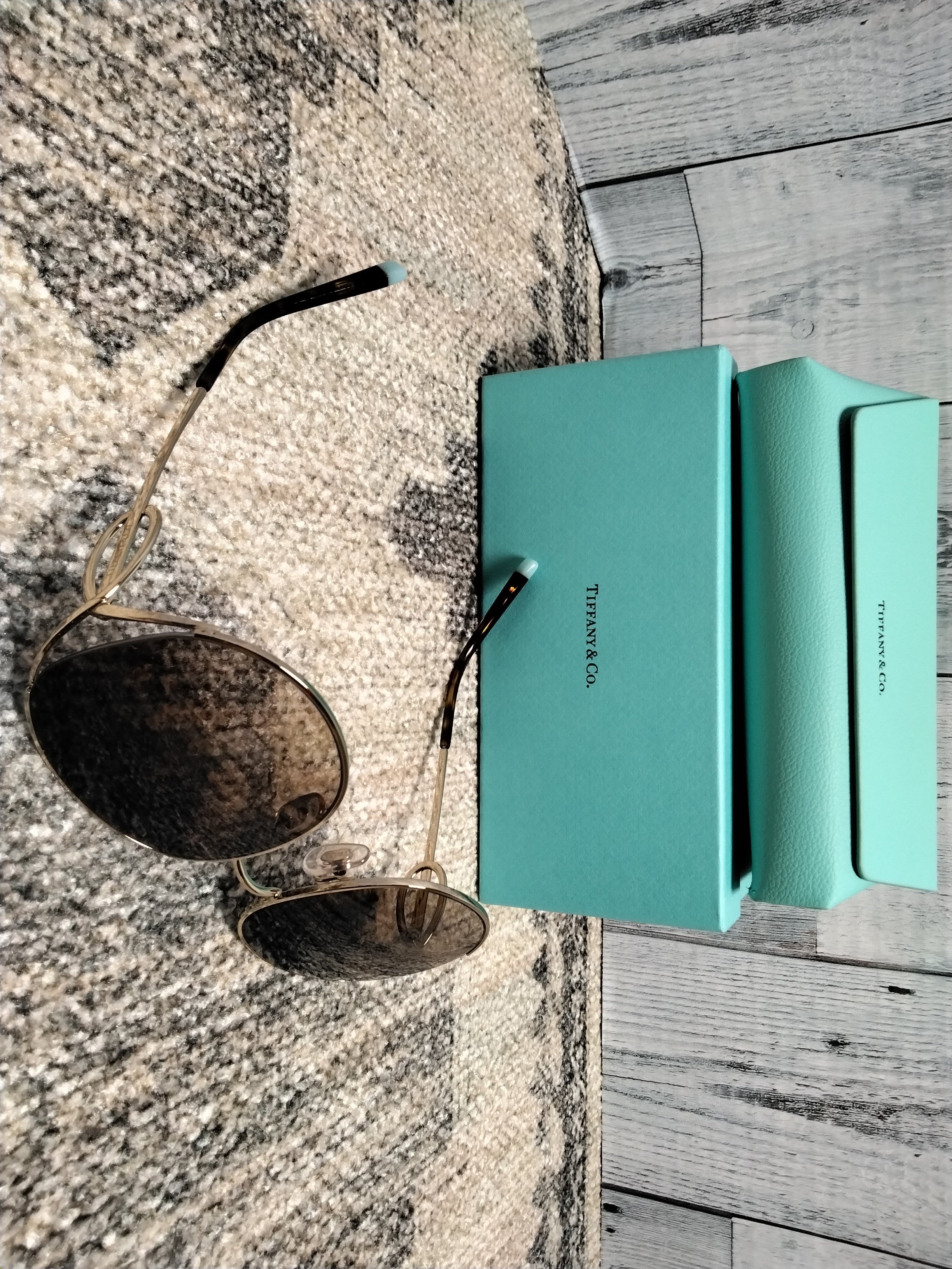 Tiffany & Co. Sunglasses Gold Frame, Brown Lenses, 56MM (7922922029294)